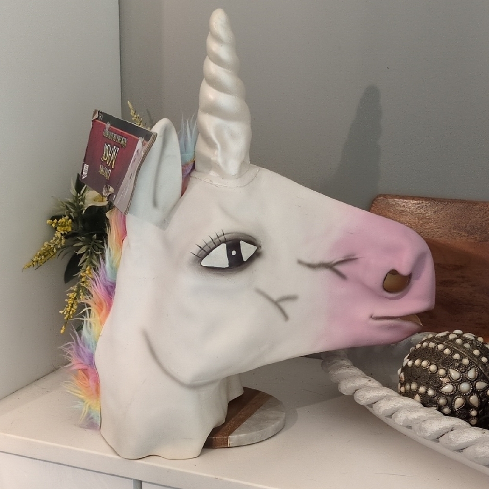 Amscam Unicorn Mask with Rainbow Mane